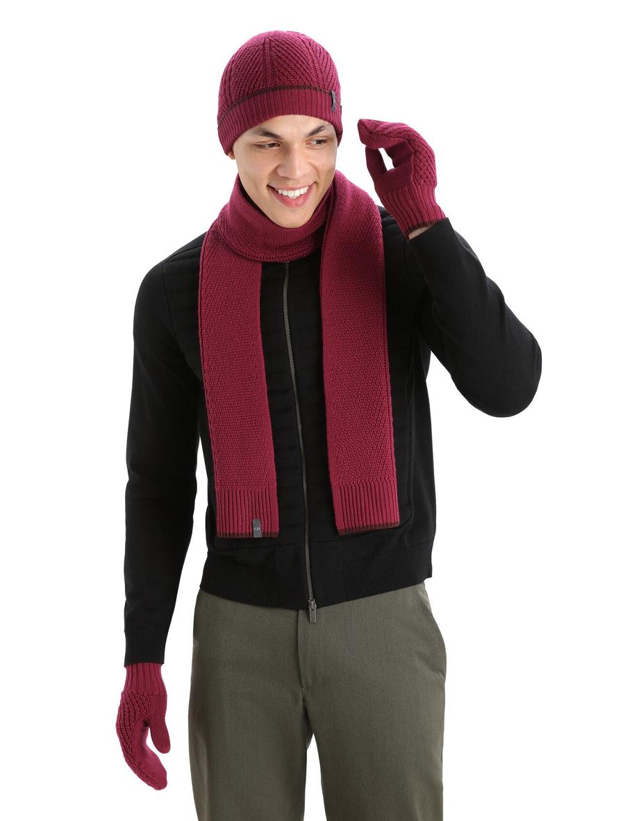 Men's Icebreaker Unisex Merino Waypoint Beanie Hats Cherry / Espresso | CA 1855YXFU